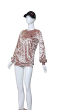 Load image into Gallery viewer, Long Sleeve Warm Up Top - Champagne Crushed Velvet
