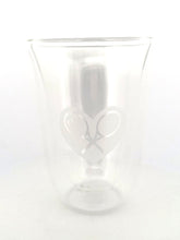 Load image into Gallery viewer, Super cute drinking glass with our Heart &amp; Racket logo.
