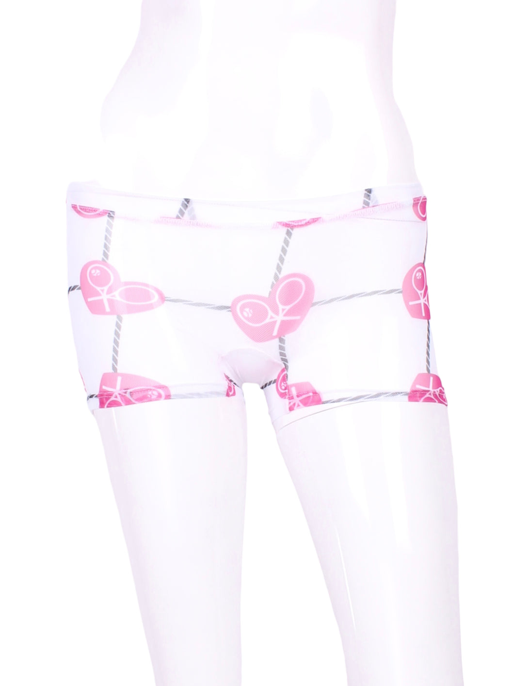 These sexy white low rise shorts are going to want to be seen!   Very light and airy.  The perfect underwear to have for the court-to-cocktails tennis dresses.  Reach up higher for that serve - and show off your LOVE shorties!