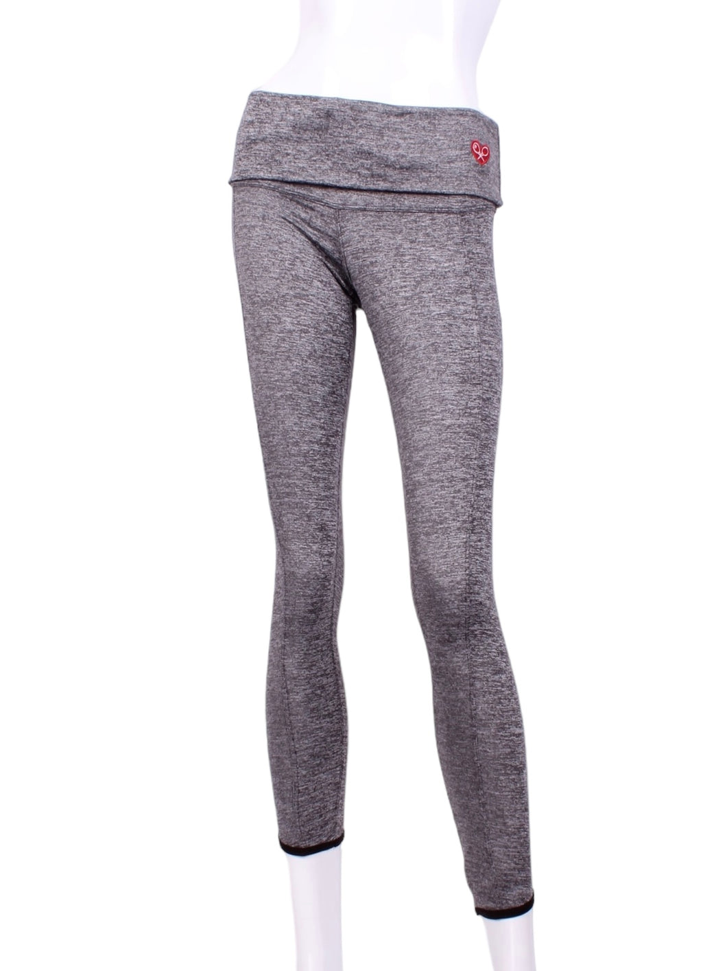This is our limited edition rolled/high waist leggings in Grey.  This piece has soft and quick-drying.  We make these in very small quantities - by design.  Unique.  Luxurious.  Comfortable.  Cool.  Fun.