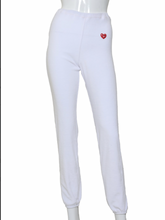 Load image into Gallery viewer, White Velvet Baggy Warm Up Pants
