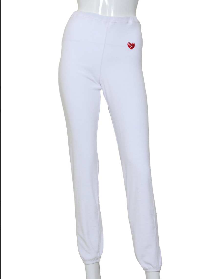 White Velvet Baggy Warm Up Pants