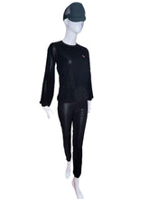 Load image into Gallery viewer, Soft Black With Red Stitching Baggy Warm Up Pants
