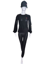 Load image into Gallery viewer, Soft Black With Red Stitching Baggy Warm Up Pants
