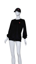 Load image into Gallery viewer, Solid Black Velvet Long Sleeve Warm Up Top
