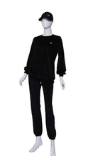 Load image into Gallery viewer, Solid Black Velvet Long Sleeve Warm Up Top
