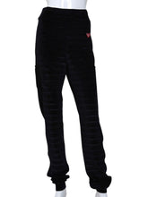 Load image into Gallery viewer, Striped Black Velvet Baggy Warm Up Pants
