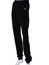Load image into Gallery viewer, Striped Black Velvet Baggy Warm Up Pants
