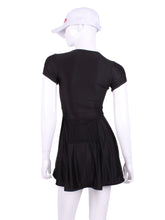 Load image into Gallery viewer, The Adeline Dress offers a playful, fun, and very flirty look. Offers a sweetheart neckline, empire waist and flowing A-line skirt. It is perfect for tennis, running and golf (with our Leg Lengthening Leggings), and of course, a trip to your after-court party with your friends. 
