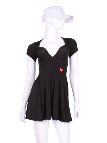 The Adeline Dress offers a playful, fun, and very flirty look. Offers a sweetheart neckline, empire waist and flowing A-line skirt. It is perfect for tennis, running and golf (with our Leg Lengthening Leggings), and of course, a trip to your after-court party with your friends. It was designed for confident women like you!