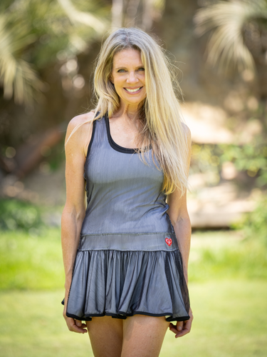 The Sandra Dee Dress offers a playful, fun, and very flirty look. Our dress is fitted, and flares out at the skirt. It is perfect for tennis, running and golf (with our Leg Lengthening Leggings), and of course, a trip to your after-court party with your friends. It was designed for confident women like you!