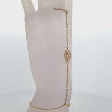 Load and play video in Gallery viewer, Dainty Solid Gold Tennis Racket and Diamond Ball Hand Jewel
