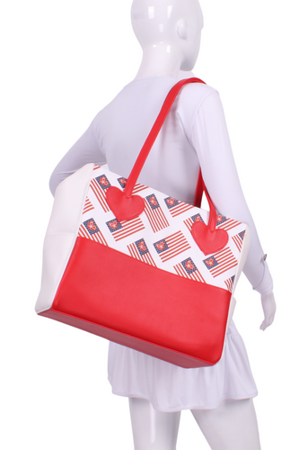 Patriot American Flag on White Mini LOVE Tote - I LOVE MY DOUBLES PARTNER!!!