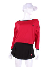 Load image into Gallery viewer, Long Sleeve Baggy Top Red - I LOVE MY DOUBLES PARTNER!!!
