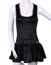 Load image into Gallery viewer, Crushed Black Velvet Sandra Dee Tennis Dress - I LOVE MY DOUBLES PARTNER!!!
