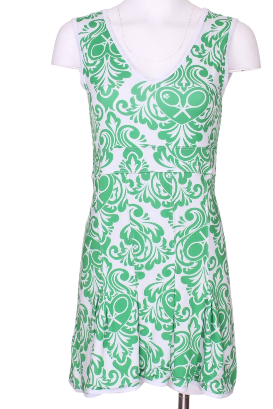Damask + Green on White Angelina Tennis Dress - I LOVE MY DOUBLES PARTNER!!!
