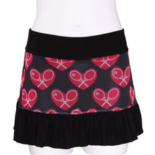 Load image into Gallery viewer, Ghost Heart Mesh Ruffle Skirt Mid Heart on Black - I LOVE MY DOUBLES PARTNER!!!

