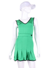 Load image into Gallery viewer, The Angelina Dress is from our sophisticated and elegant collections, for women with a flair for looking good.   Wear this stunning piece straight from the court....to cocktails.  This style is in our kelly green design, with a flattering v-neck neckline.
