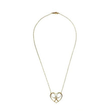 Load image into Gallery viewer, For the true tennis lover - a custom made heart with joint rackets - the logo of the Love Love Tennis brand.  This necklace is made in downtown Los Angeles and the exclusive design by Adeline - and a commitment to the love of tennis.  Each piece is hand cast in solid 14k gold, polished and sent with love.
