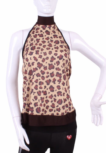 Leopard Halter Top + Brown Trim - I LOVE MY DOUBLES PARTNER!!!