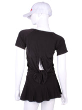 Load image into Gallery viewer, Tie Back Tee Short Sleeve Black - I LOVE MY DOUBLES PARTNER!!!
