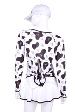 Load image into Gallery viewer, Tie Back Tee Long Sleeve Cow Print - I LOVE MY DOUBLES PARTNER!!!
