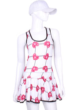 Load image into Gallery viewer, V1 Raspberry Red Hearts &amp; Net Sandra Dee Court To Cocktails Tennis Dress - I LOVE MY DOUBLES PARTNER!!!
