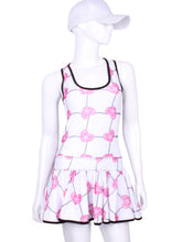 Load image into Gallery viewer, V1 Pink Hearts &amp; Net Sandra Dee Court To Cocktails Tennis Dress - I LOVE MY DOUBLES PARTNER!!!
