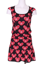 Load image into Gallery viewer, Mid Red Heart on Black Monroe Tennis Dress - I LOVE MY DOUBLES PARTNER!!!
