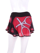 Load image into Gallery viewer, My all new Mondrian Mesh O Skirt  - feminine, soft and very cool!  Each skirt has soft shorties connected.  The mesh makes it very light and airy and carries my TM logo of the heart and rackets!  It is a little see through - allowing for the black shorties underneath to be seen a little.  
