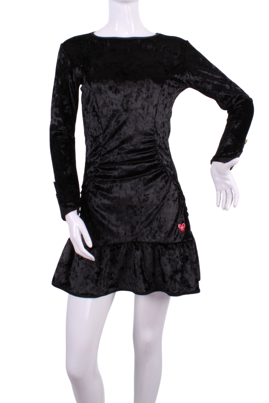 Monroe Crushed Black Velvet Long Sleeve Tennis Dress - I LOVE MY DOUBLES PARTNER!!!
