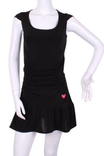Load image into Gallery viewer, The Black Monroe Tennis Dress With Ruching - I LOVE MY DOUBLES PARTNER!!!

