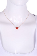 Load image into Gallery viewer, Red Enamel Heart + Diamond Gold Necklace Tennis Necklace - I LOVE MY DOUBLES PARTNER!!!
