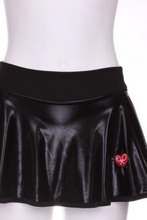 Load image into Gallery viewer, Pleather Black Tennis LOVE “O” Skirt - I LOVE MY DOUBLES PARTNER!!!
