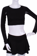 Load image into Gallery viewer, Soft Black + Black Mesh Crop Top - I LOVE MY DOUBLES PARTNER!!!
