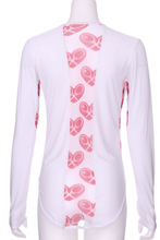 Load image into Gallery viewer, White Long Sleeve Crew Tee with Heart Mesh - I LOVE MY DOUBLES PARTNER!!!

