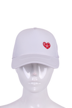 Load image into Gallery viewer, Soft Trucker Hat with Heart + Rackets - I LOVE MY DOUBLES PARTNER!!!
