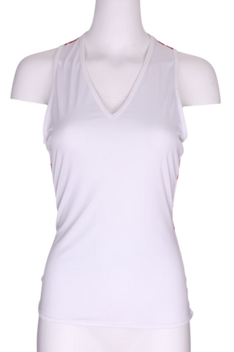 White Vee Tank with Mini Hearts on Back - I LOVE MY DOUBLES PARTNER!!!