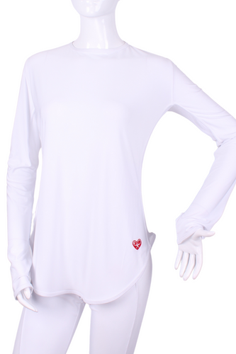 Longer White + White Mesh Long Sleeve Crew Tee - I LOVE MY DOUBLES PARTNER!!!