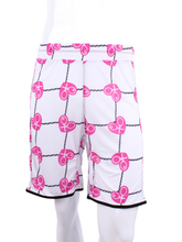Load image into Gallery viewer, This is our limited edition Men’s Short with Pink Hearts and Net.  This piece are sewn with silky and soft fabric.  Two back pockets that hold tennis balls.  We make these in very small quantities - by design.  Unique.  Luxurious.  Comfortable.  Cool.  Fun.
