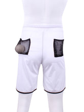 Load image into Gallery viewer, This is our limited edition Short Men’s Shorts White.  This piece has a silky and soft fabric.   We make these in very small quantities - by design.  Unique.  Luxurious.  Comfortable.  Cool.  Fun.
